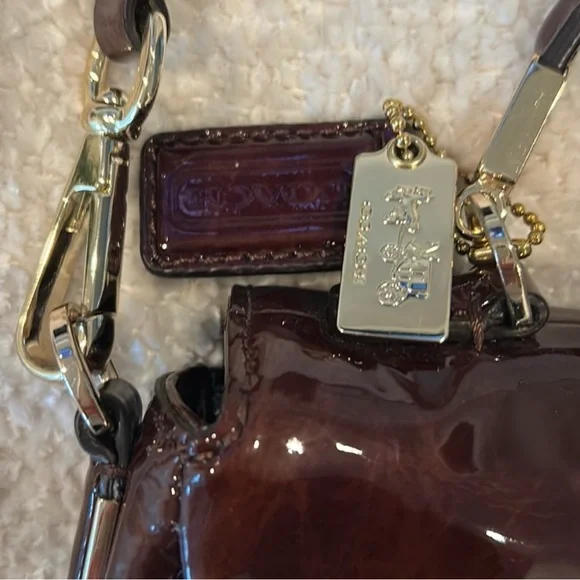 Coach Dark Brown Patent Leather Crossbody Bag - Picture 5 of 5